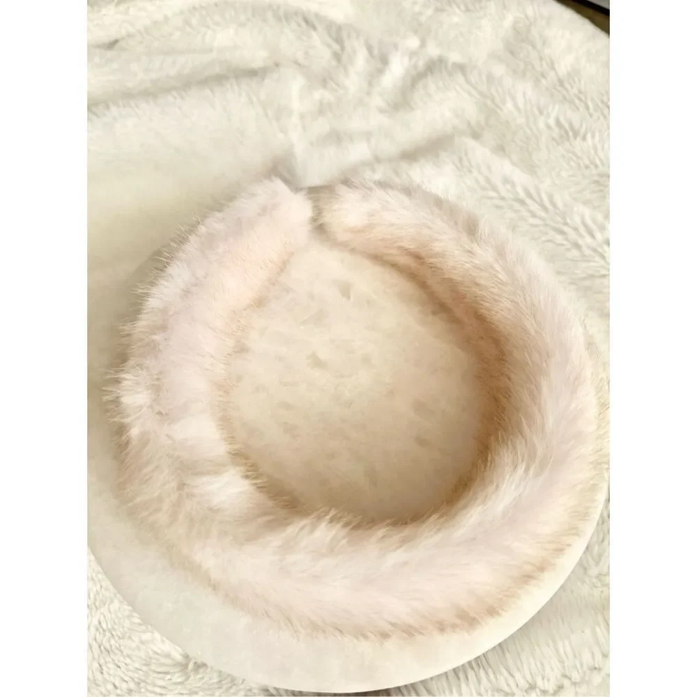 Cream fuzzy faux for headband